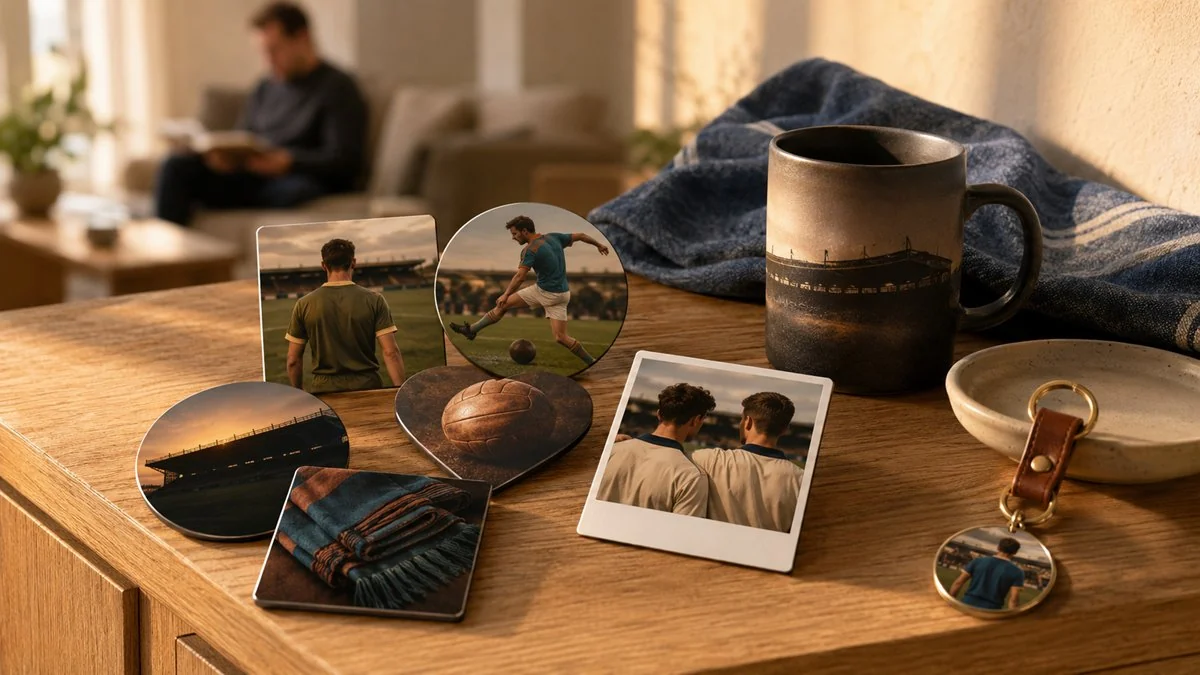 Foto-Magnete kombiniert mit Foto-Tasse, Schlüsselanhänger und Schal als komplettes Andenken-Set