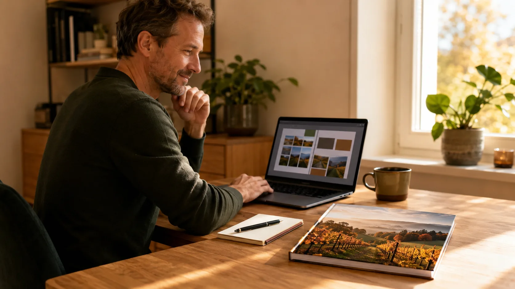Fotobuch-Vorschau am Laptop vor der Bestellung prüfen