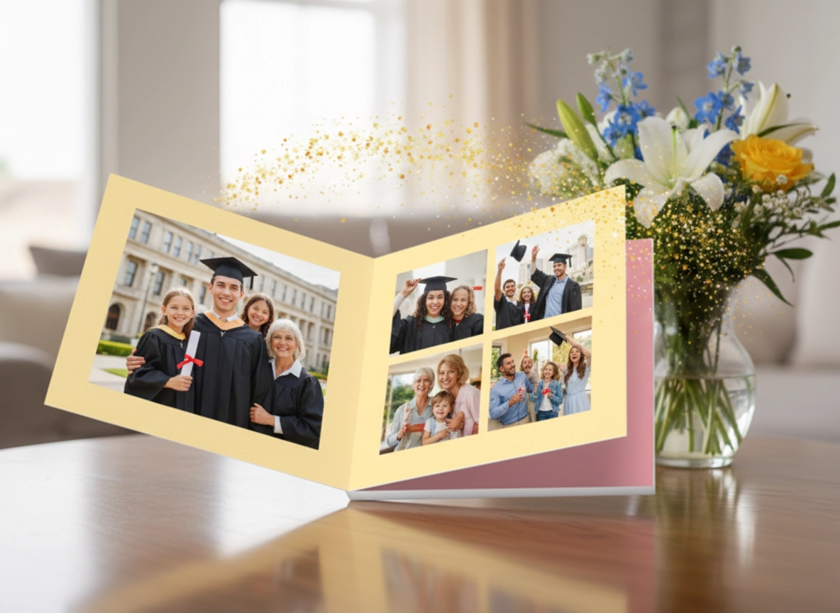 Personalisiertes Leinwandbild mit Abschlussfoto und Spruch als bleibende Erinnerung