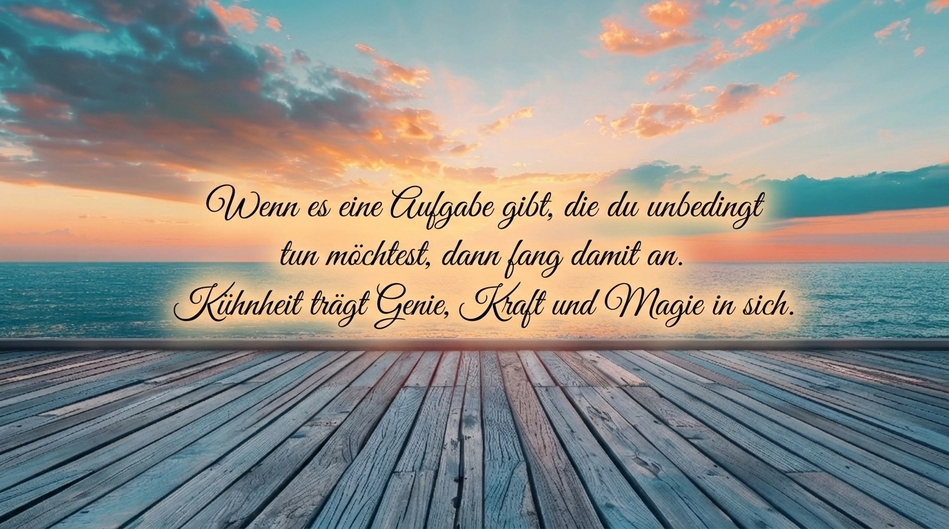 Goethe Zitat als Wandbild an einer weißen Wand, symbolisiert zeitlose Weisheit in moderner Einrichtung