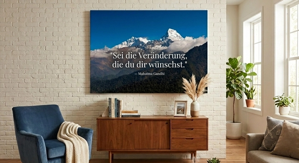 Hochwertige Canvas Prints mit Sprüchen und Lebensweisheiten als Wandbilder im Wohnzimmer