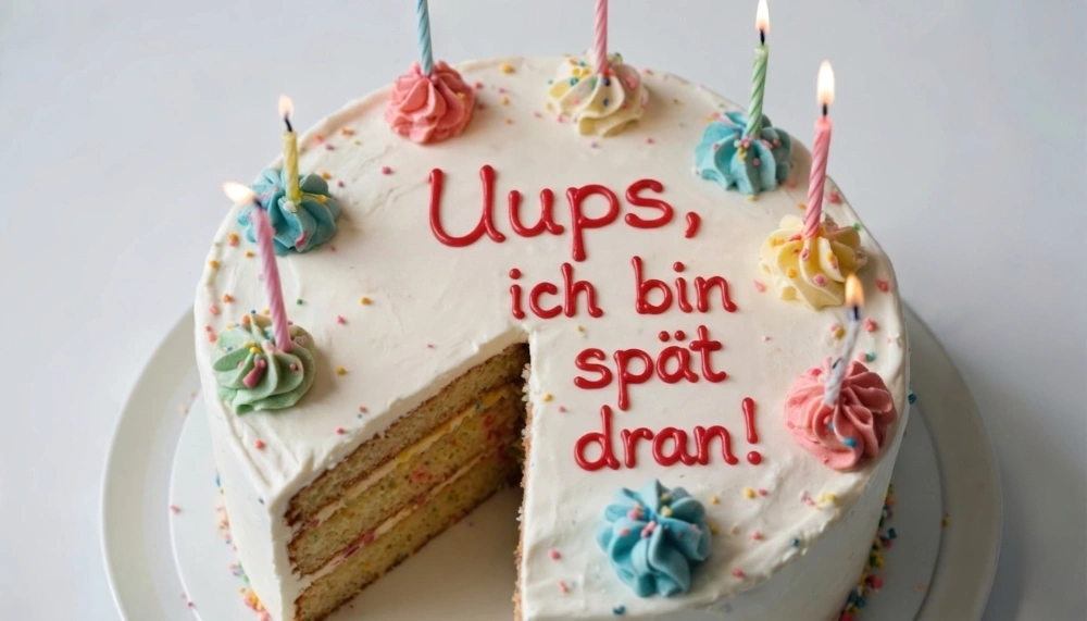 Freundliche Geste beim Überreichen eines verspäteten Geschenks, passend zu humorvollen nachträglichen Geburtstagswünschen