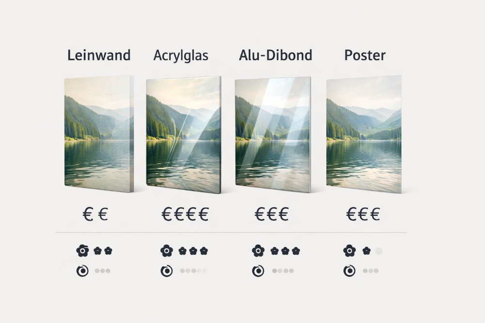Materialvergleich für Wandbilder im Büro