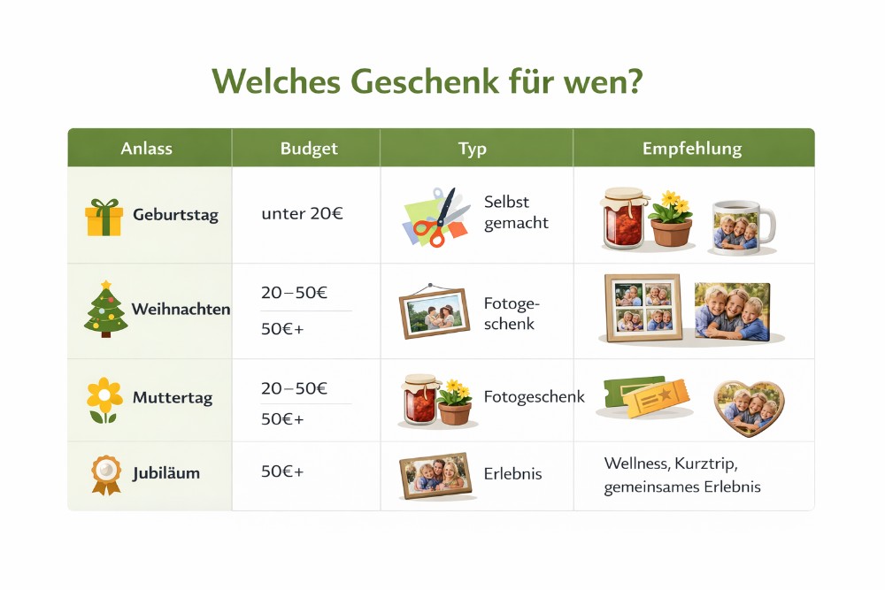 Infografik zur Auswahl des richtigen Geschenks für Großeltern