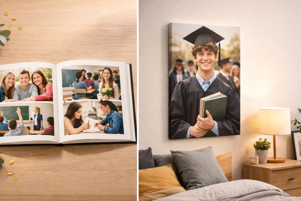 Fotobuch und Leinwand als Abiturgeschenk