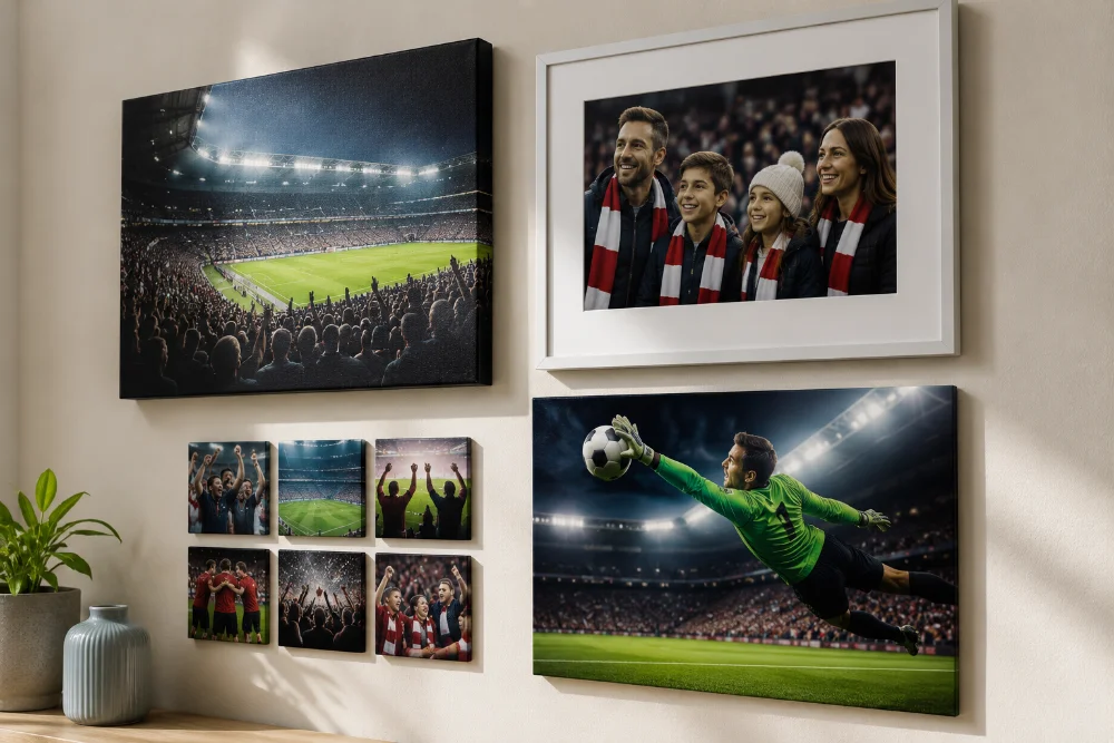 Verschiedene Druckmaterialien für Sportfotos im Vergleich