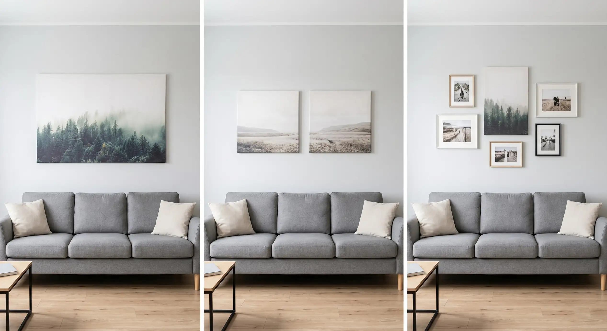 Bilder über Sofa Ideen: Einzelbild, Diptychon und Bilderwand im Vergleich