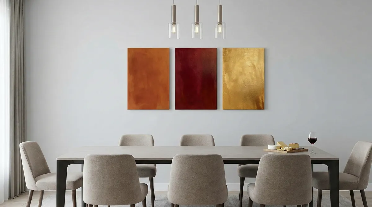 Großformatiger Leinwanddruck mit Familienfoto als stilvolles Esszimmer Bild in einem modernen deutschen Zuhause
