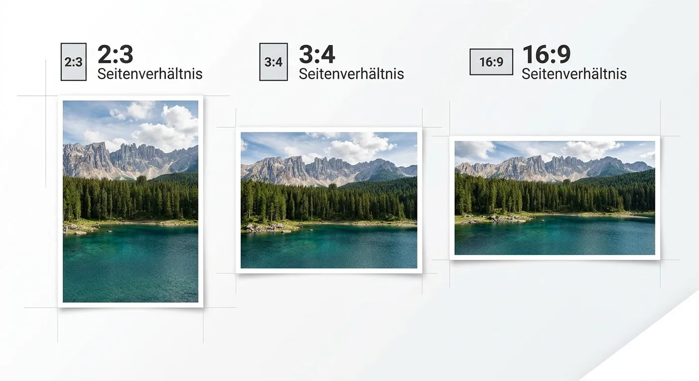 Seitenverhältnisse 2:3, 3:4 und 16:9 im Vergleich anhand einer Alpenlandschaft