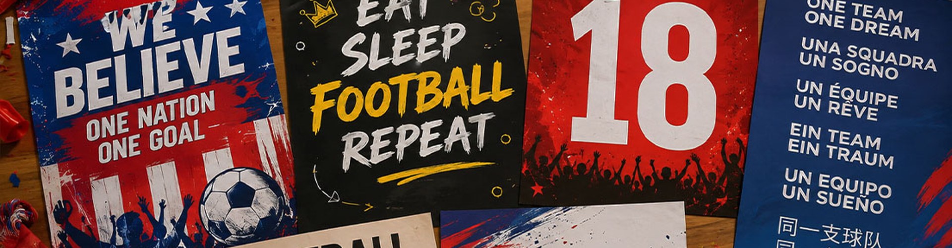 Fussball-Spieltag Poster-Ideen 2026: Schilder, die aus der Menge herausstechen
