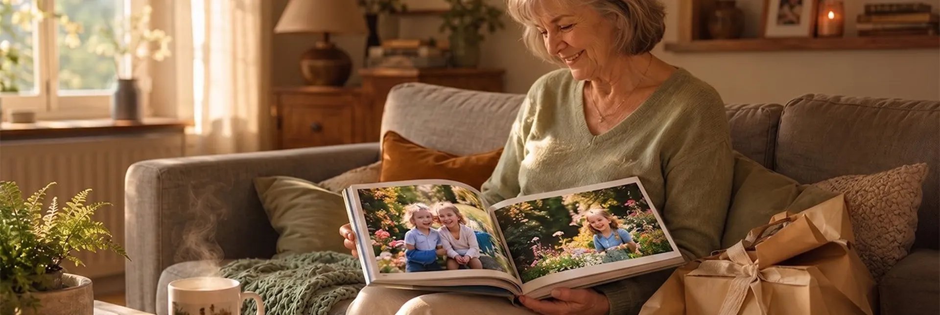 Fotogeschenke für Oma und Opa im Überblick auf einem Tisch