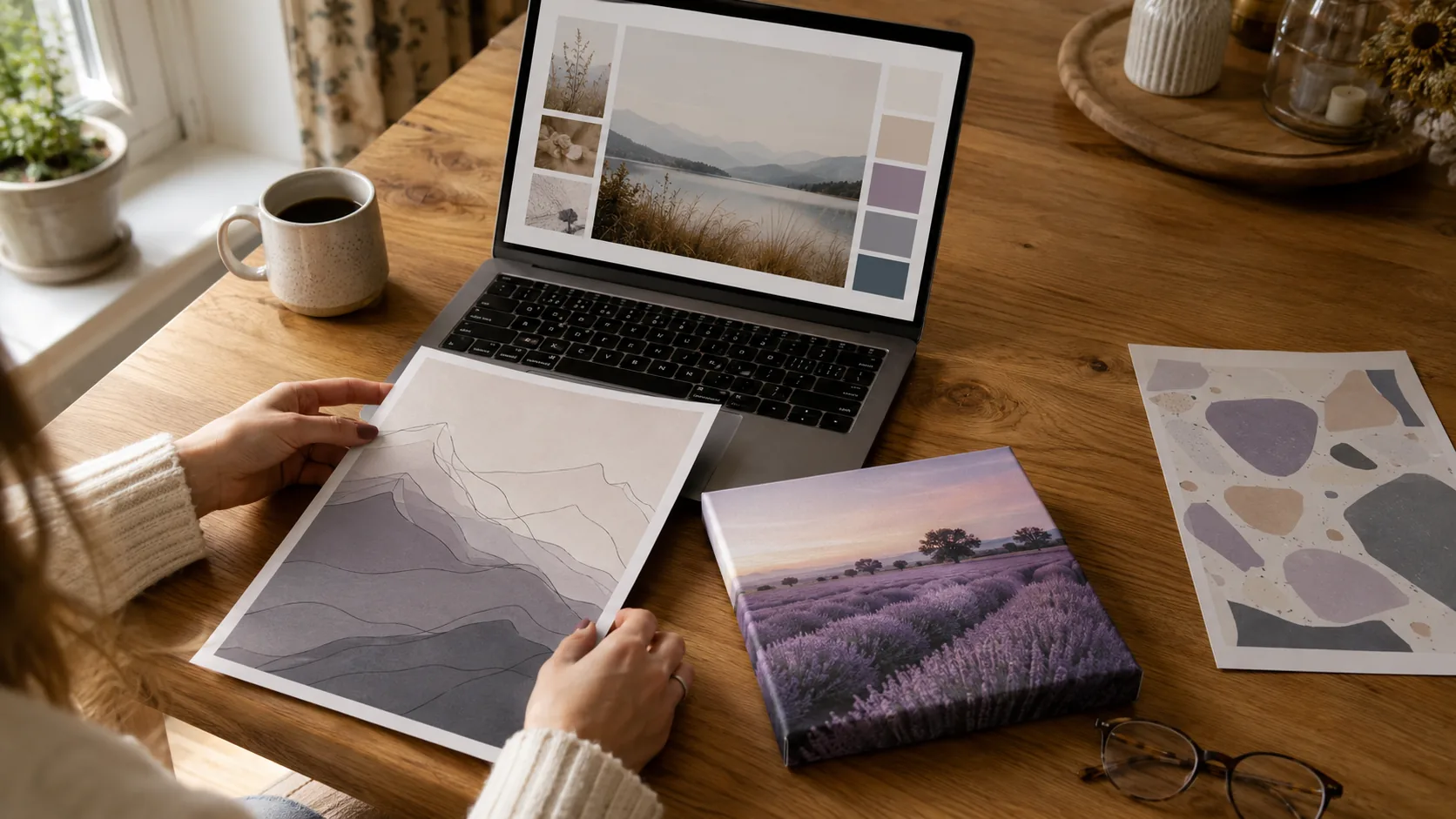 Wandbild am Laptop gestalten mit Poster- und Leinwand-Mustern
