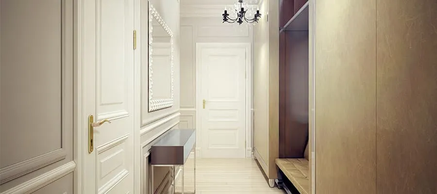 Clevere Integration schafft Ordnung – hier: Garderobe und Schrank mit kleiner Sitzbank