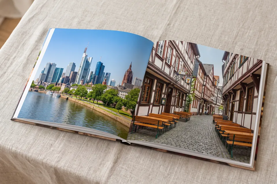 Fotobuch mit Mainufer und Apfelweingasse in Sachsenhausen