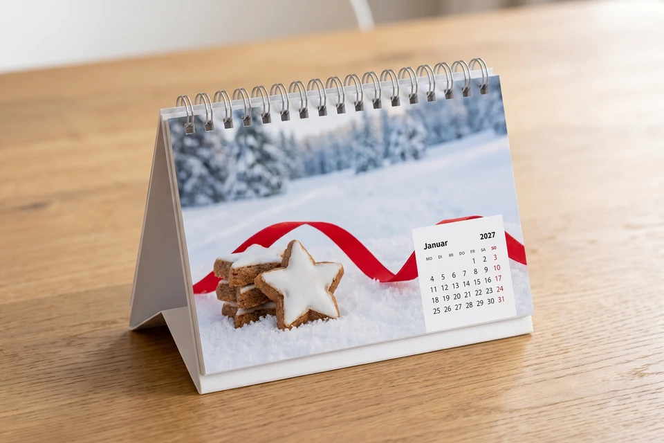 Fotokalender als Geschenk verpackt