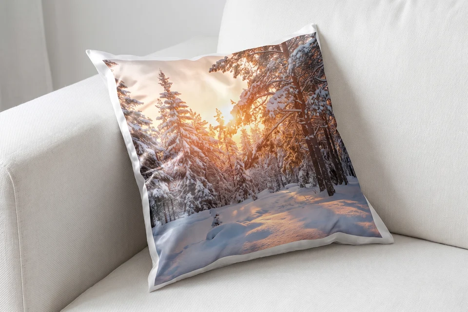 Satin-Fotokissen mit Winterfoto