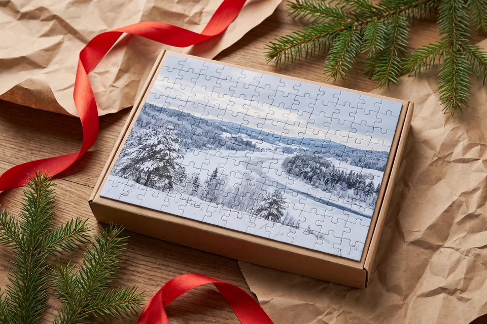Fotopuzzle als Geschenk verpackt