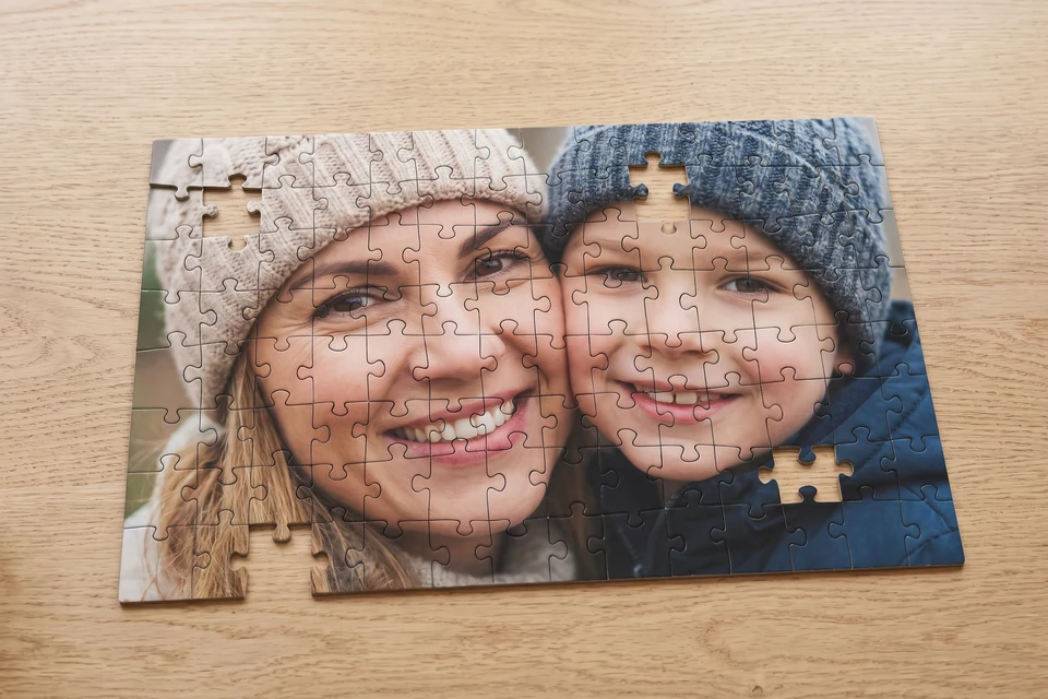 Fotopuzzle mit 500 Teilen und Foto von Mutter und Sohn