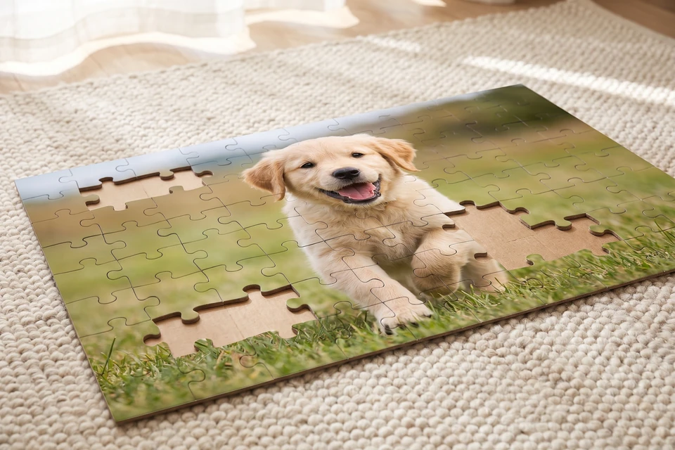 Fotopuzzle mit großen Teilen und Hundefoto