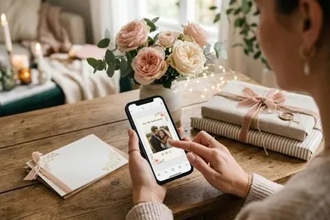 Geschenk zum Jahrestag wird am Smartphone gestaltet