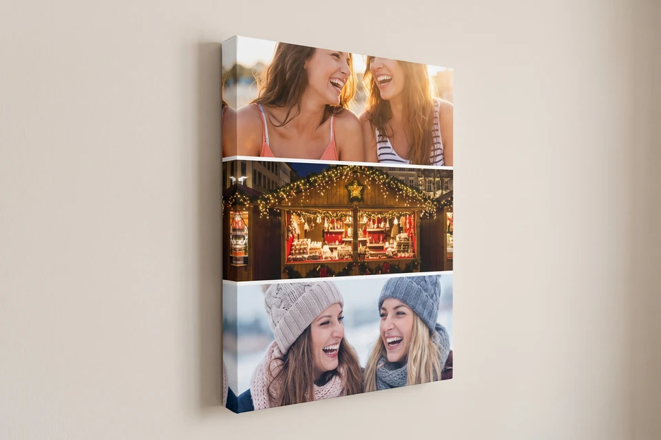 Fotocollage mit Fotos zweier Freundinnen auf Leinwand