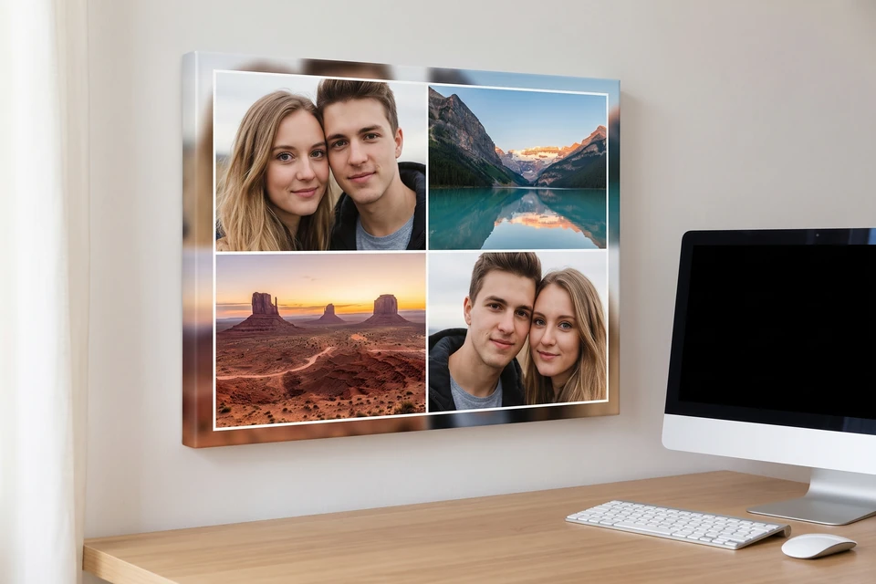 Fotocollage auf Leinwand mit Paarfotos