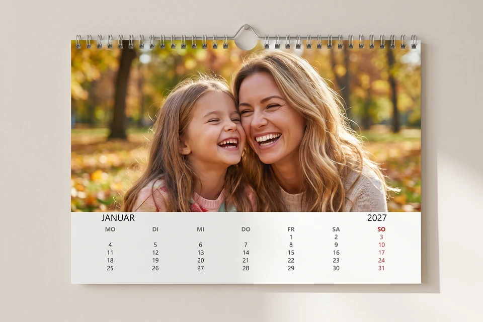 Wandkalender mit Foto von Mutter und Tochter