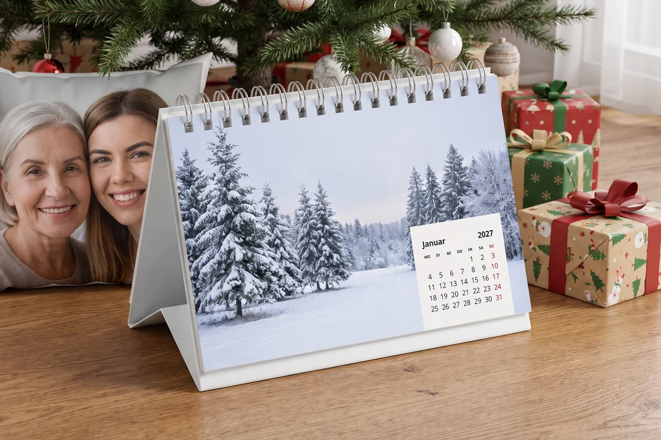 Weihnachtsgeschenke für Mama mit Fotokissen und Tischkalender