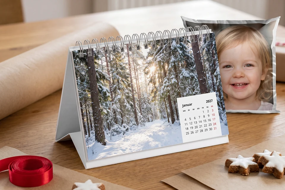 Fotokalender und Fotokissen als Geschenk für die Großeltern
