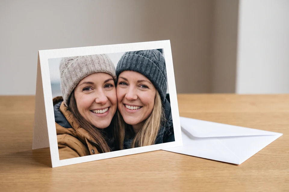 Fotoklappkarte leicht geöffnet