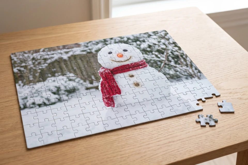 Fotopuzzle mit Foto eines Schneemanns