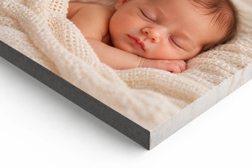 Keilrahmen einer Fotoleinwand mit Babyfoto in 2 cm und 4 cm