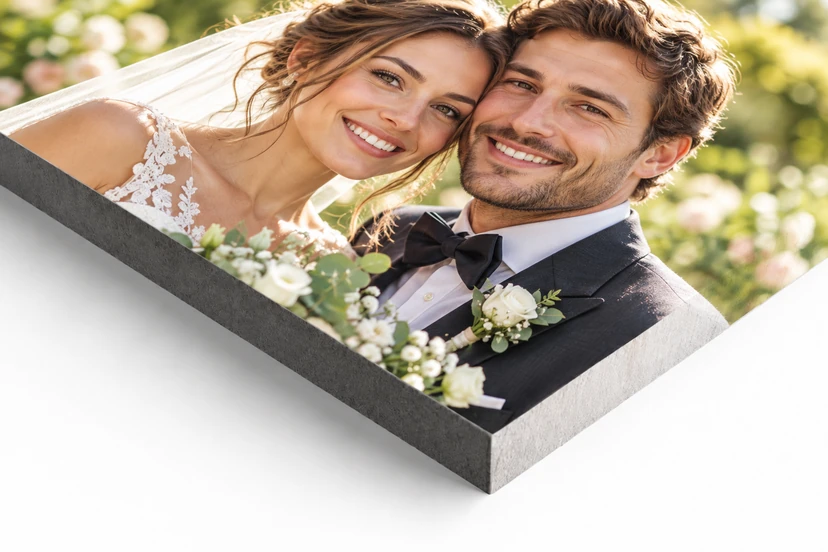 Keilrahmen einer Fotoleinwand zur Hochzeit in 2 cm und 4 cm