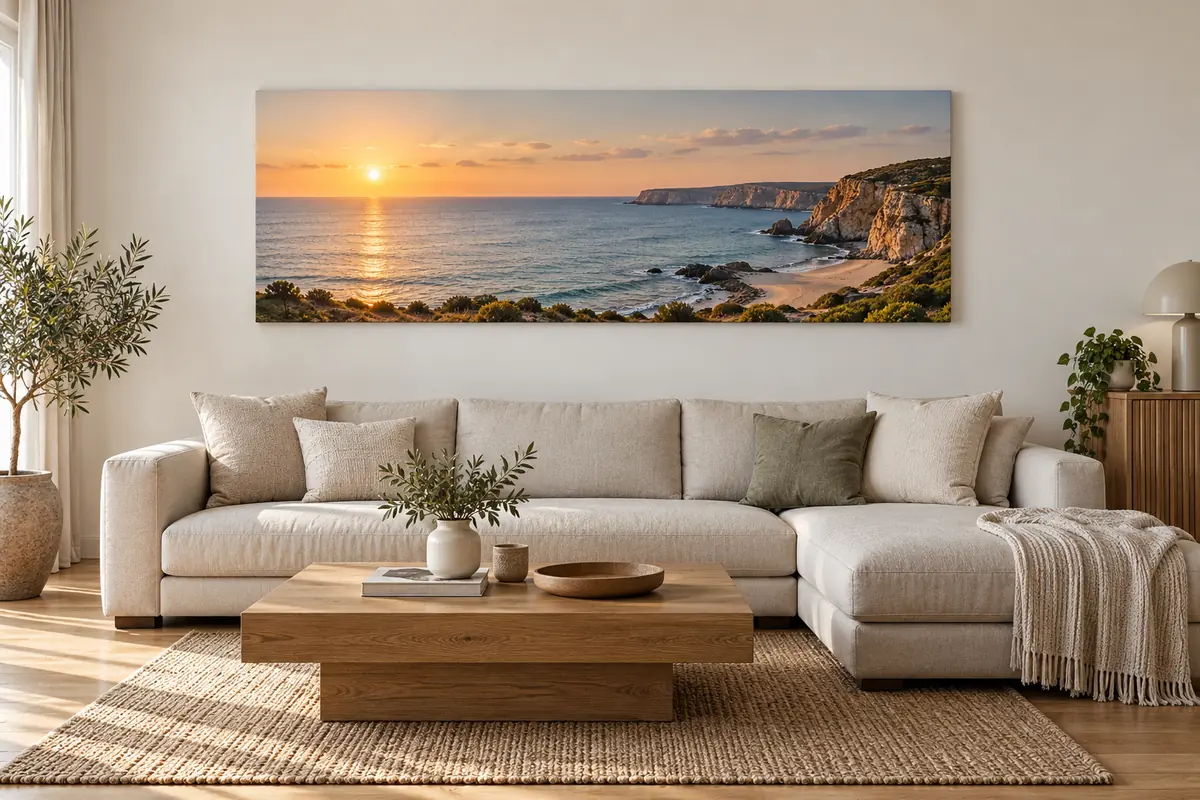 Foto auf Leinwand vom Urlaub als Panorama über einem Sofa