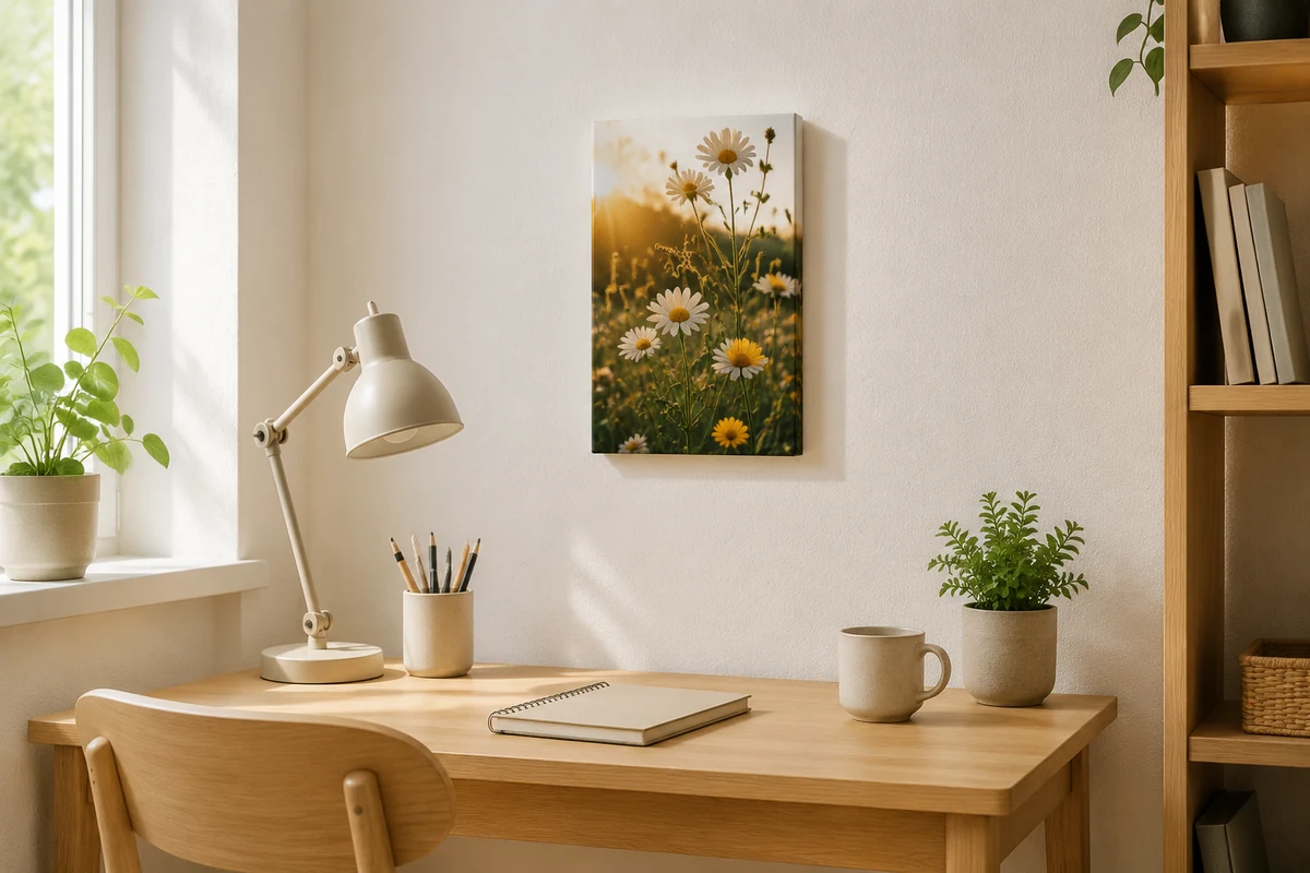 Foto auf Leinwand 30 x 20 cm an der Wand über einem Sideboard