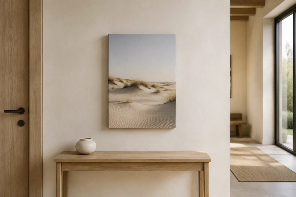 Foto auf Leinwand 40 x 30 cm an der Wand über einem Sideboard