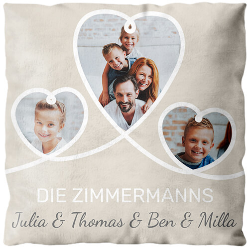 Fotokissen Collage Hoch - Familienherzen II