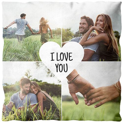 Fotokissen Collage Hoch - Mitten ins Herz