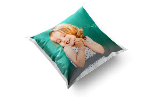 Fotokissen aus Satin komplette Ansicht