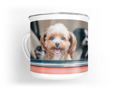 Emaille Tasse mit Foto Komplette Ansicht