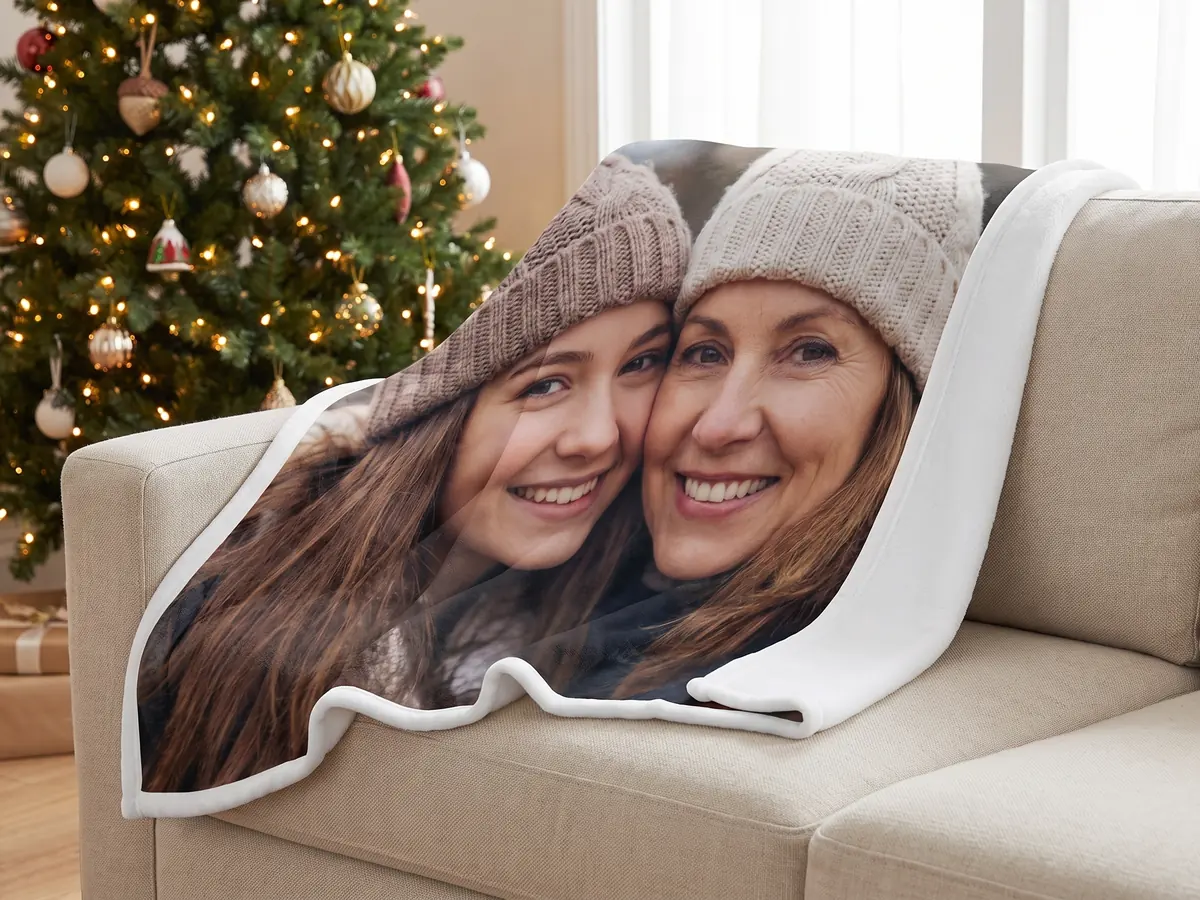 Kuscheldecke mit Foto zu Weihnachten