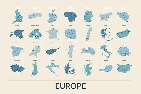Europakarte „Land für Land“