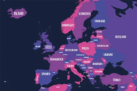 Europakarte „Lilatöne“