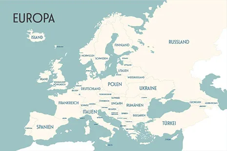 Europakarte „Modern Türkis“