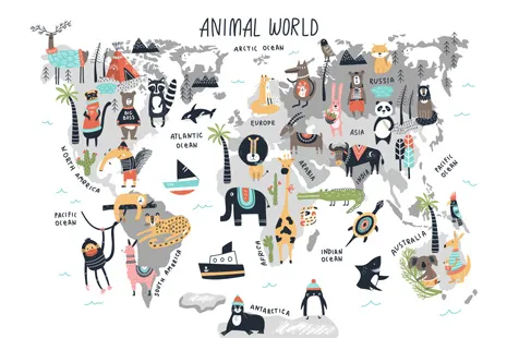 Weltkarte „Tierwelt“