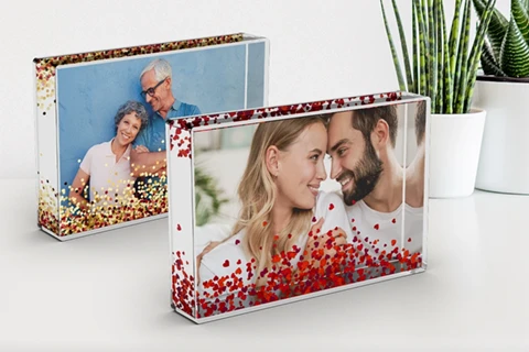 Schüttelrahmen mit Foto – personalisiert mit Glitzer