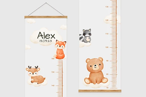 Personalisierte Kindermesslatte Tierfreunde