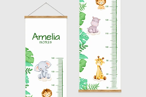 Personalisierte Kindermesslatte Dschungel