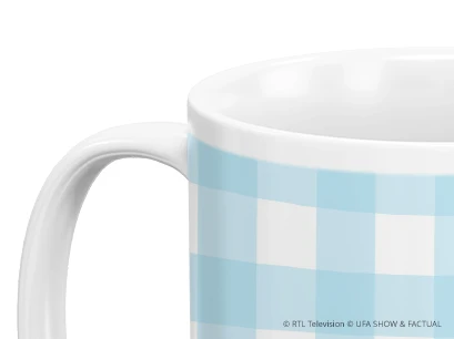 Tasse Karo blau nahaufnahme