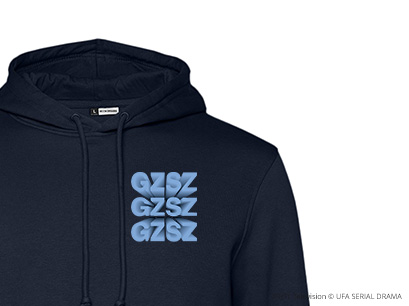 GZSZ Hoodie blau Berlin nahaufnahme